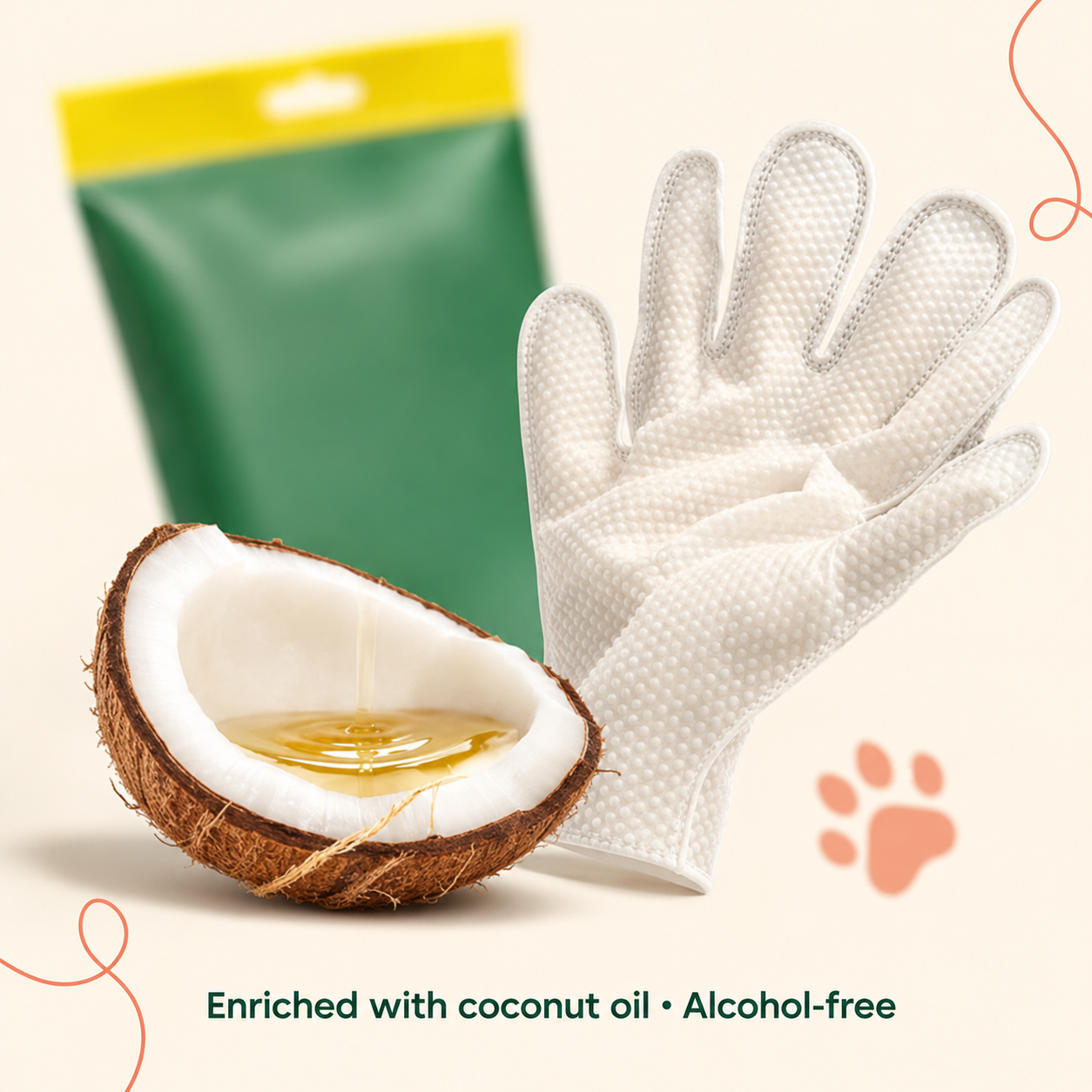 PawSwipe No-Rinse Pet Grooming Glove Wipes